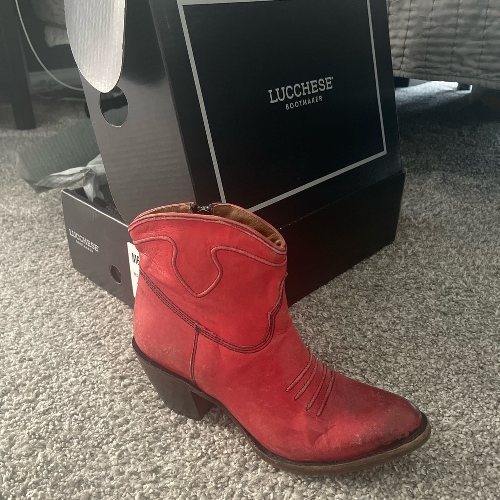 Lucchese Red Ankle Boots